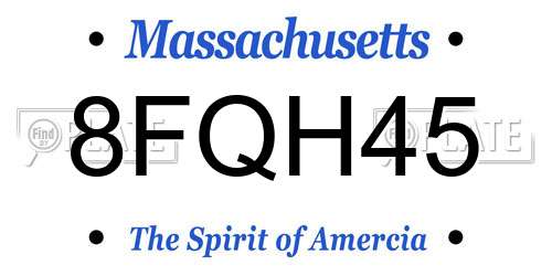 8FQH45 Massachusetts License Plate