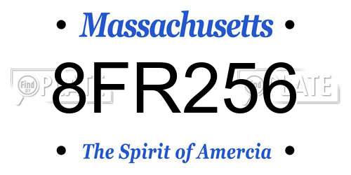 8FR256 Massachusetts License Plate