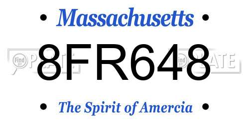 8FR648 Massachusetts License Plate