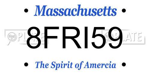 8FRI59 Massachusetts License Plate