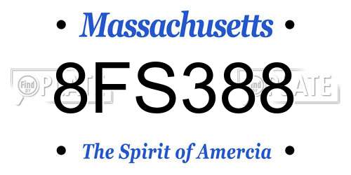 8FS388 Massachusetts License Plate