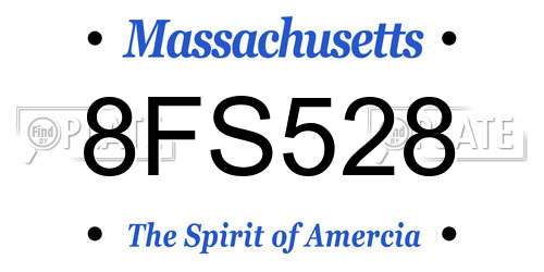 8FS528 Massachusetts License Plate