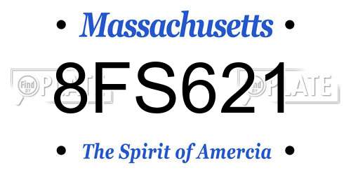 8FS621 Massachusetts License Plate