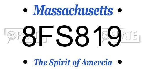 8FS819 Massachusetts License Plate