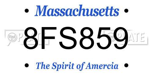 8FS859 Massachusetts License Plate