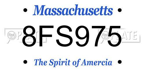 8FS975 Massachusetts License Plate