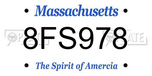8FS978 Massachusetts License Plate