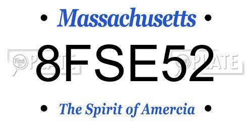 8FSE52 Massachusetts License Plate