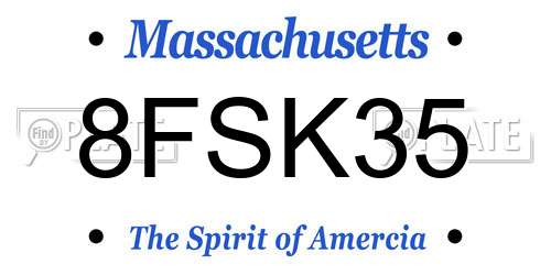 8FSK35 Massachusetts License Plate