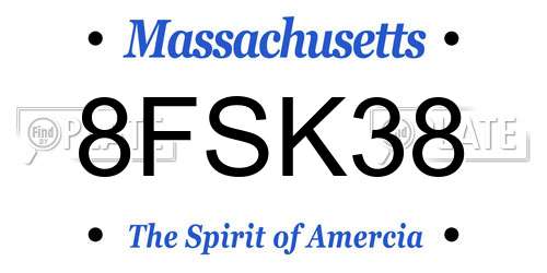 8FSK38 Massachusetts License Plate
