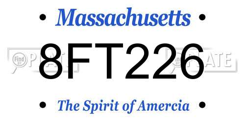 8FT226 Massachusetts License Plate