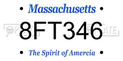 8FT346 Massachusetts License Plate