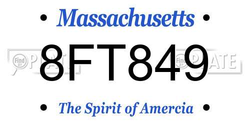8FT849 Massachusetts License Plate