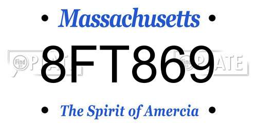 8FT869 Massachusetts License Plate