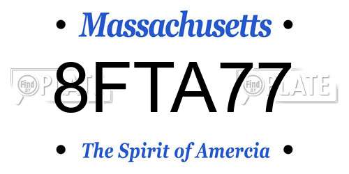 8FTA77 Massachusetts License Plate