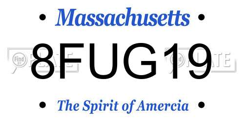 8FUG19 Massachusetts License Plate