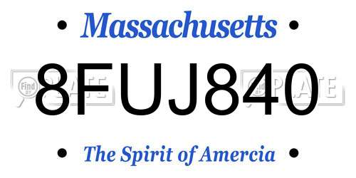 8FUJ840 Massachusetts License Plate