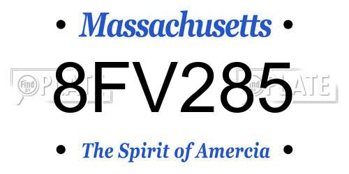 8FV285 Massachusetts License Plate