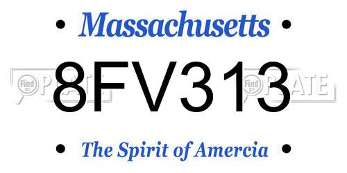 8FV313 Massachusetts License Plate