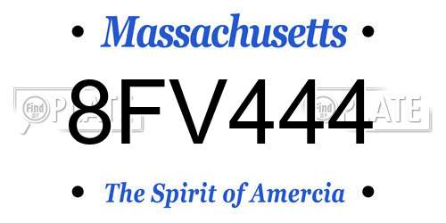 8FV444 Massachusetts License Plate