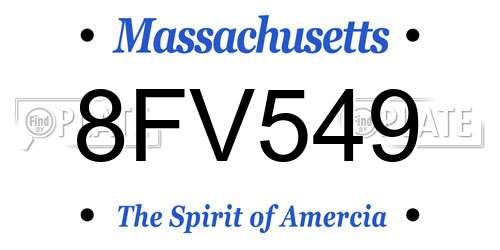 8FV549 Massachusetts License Plate