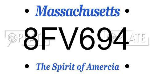 8FV694 Massachusetts License Plate