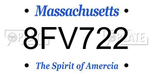8FV722 Massachusetts License Plate