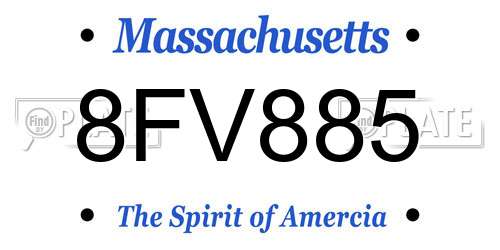 8FV885 Massachusetts License Plate
