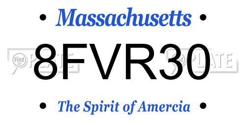 8FVR30 Massachusetts License Plate