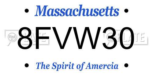 8FVW30 Massachusetts License Plate