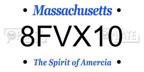 8FVX10 Massachusetts License Plate