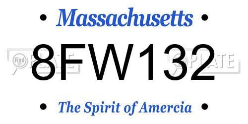 8FW132 Massachusetts License Plate