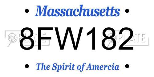 8FW182 Massachusetts License Plate