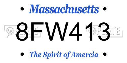 8FW413 Massachusetts License Plate