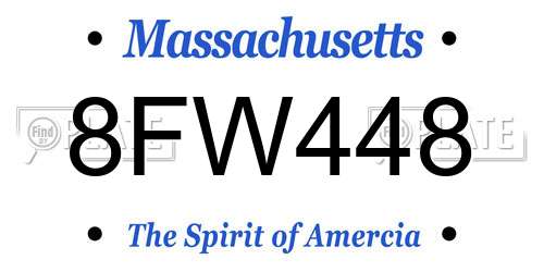 8FW448 Massachusetts License Plate