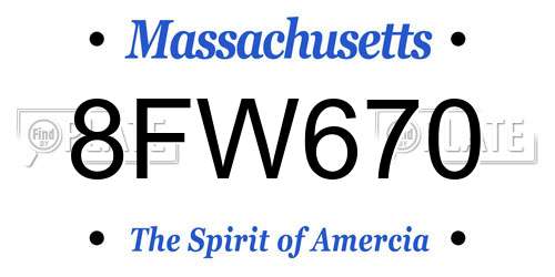 8FW670 Massachusetts License Plate