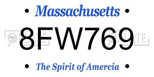 8FW769 Massachusetts License Plate