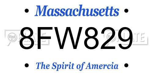 8FW829 Massachusetts License Plate