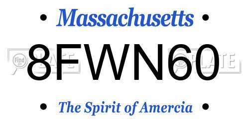8FWN60 Massachusetts License Plate