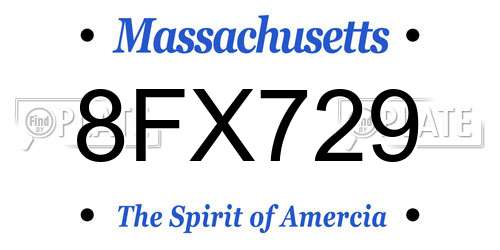 8FX729 Massachusetts License Plate