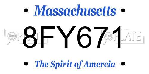 8FY671 Massachusetts License Plate