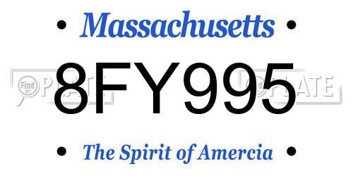 8FY995 Massachusetts License Plate