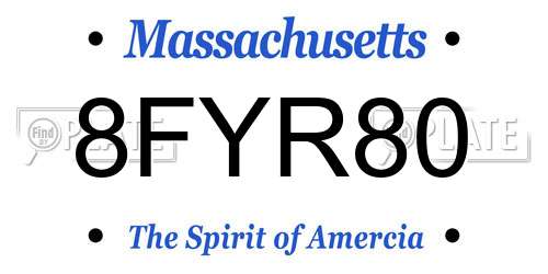 8FYR80 Massachusetts License Plate