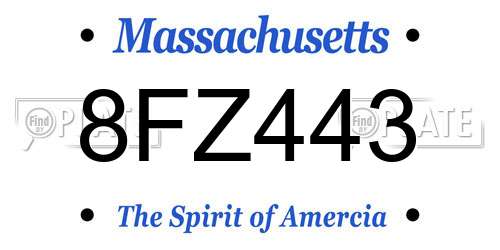 8FZ443 Massachusetts License Plate