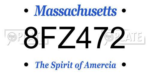 8FZ472 Massachusetts License Plate