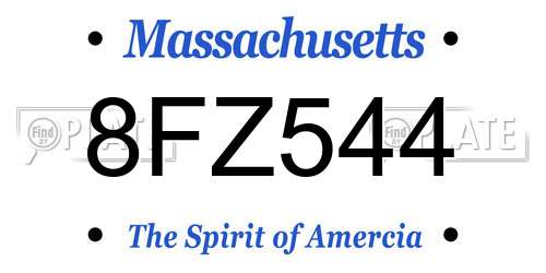 8FZ544 Massachusetts License Plate