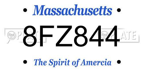 8FZ844 Massachusetts License Plate