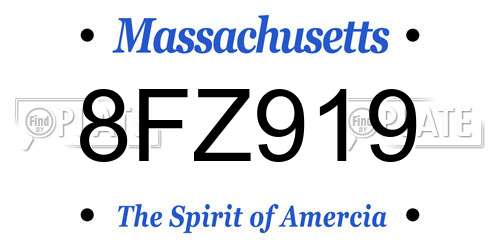 8FZ919 Massachusetts License Plate
