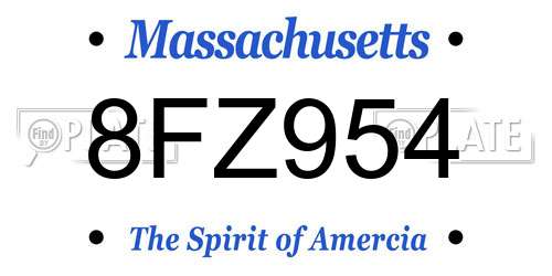 8FZ954 Massachusetts License Plate