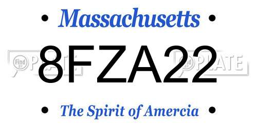 8FZA22 Massachusetts License Plate